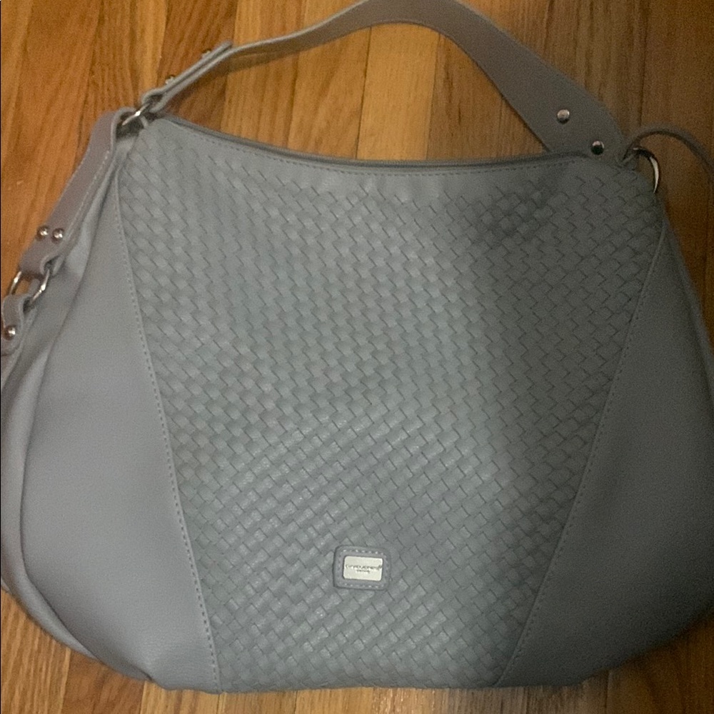 David Jones Gray Woven Shoulder Bag